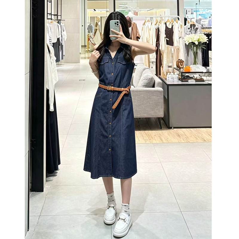 Same Style as in the Mall, 2026 Summer New Model, Polo Collar Sleeveless Shirt-Style Dress, Denim Skirt 1H5190401