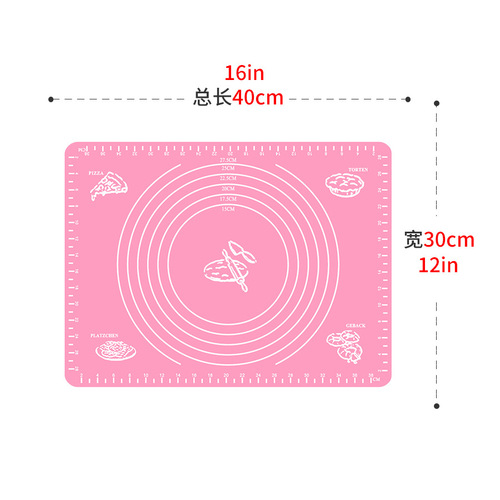 40X30cm Silicone Rolling Pin Dough Mat and Kneading Set, Thick with Measurement Marks, Kitchen Baking Mat