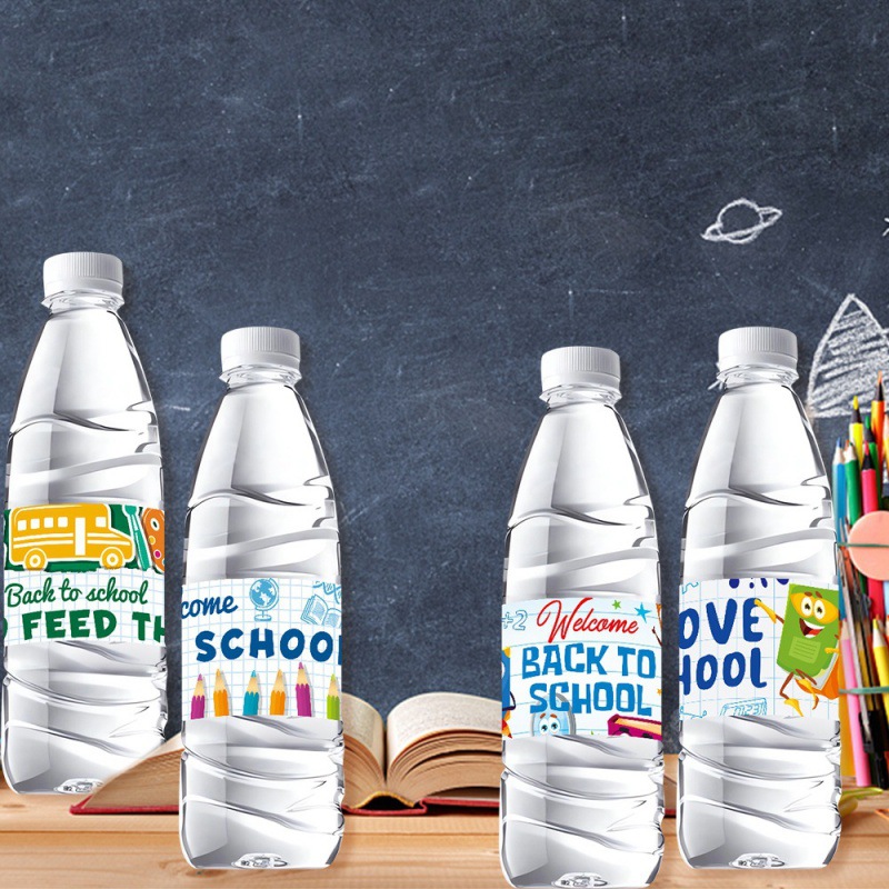 Pegatinas para Botellas de Agua de Papel Autoadhesivo para Temporada Escolar