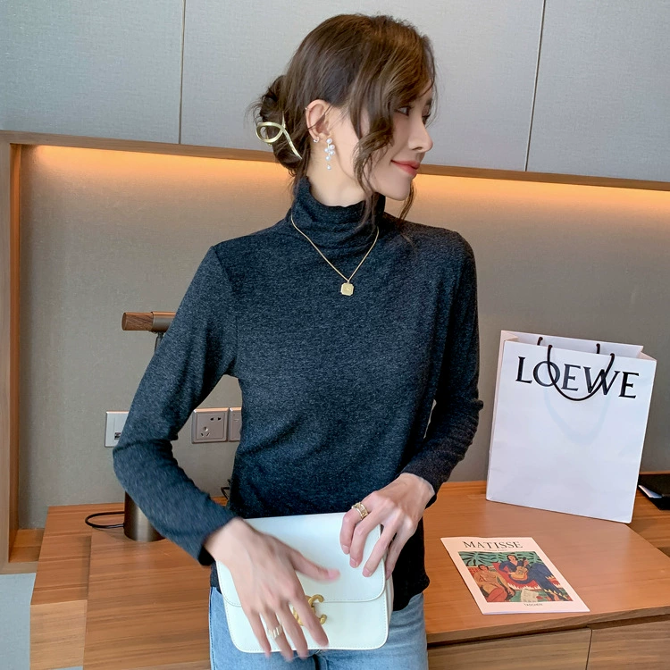 Базовая Женская осенне-зимняя рубашка в западном стиле 2021, новинка на флисовой подкладке, черный Универсальный Белый Топ с воротником до локтя и длинными рукавами