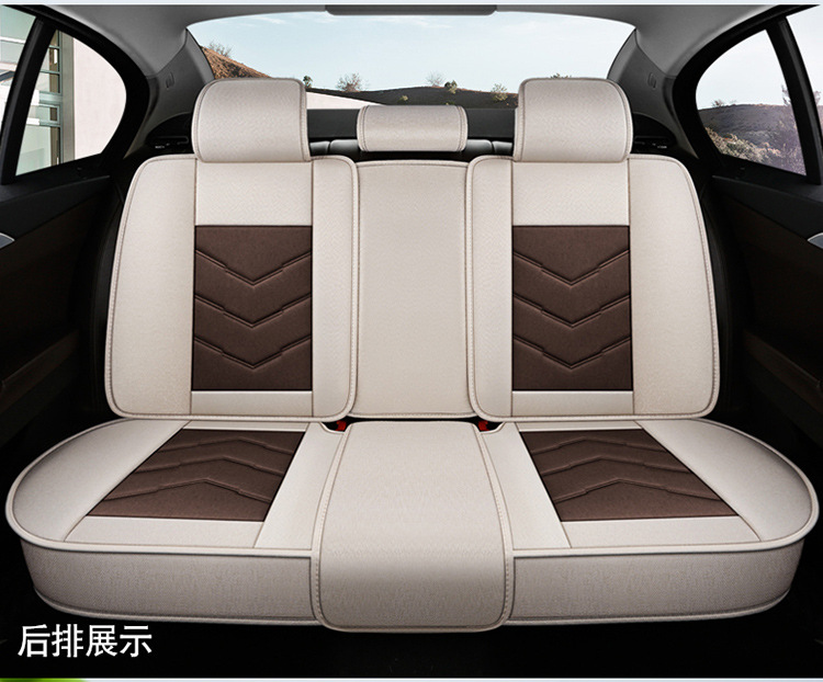 Four-Season Universal Fabric Seat Cover, Car Seat Cover, All-Inclusive Seat Cushion, New Five-Seater Fully Enclosed Linen Car Seat Cushion