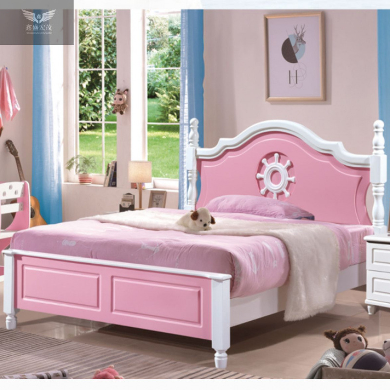 Cama de princesa moderna y simple Cama de madera maciza Cama de niños Cama de adolescentes Cama de niños Cama de niños Cama de niñas Cama individual Príncipe