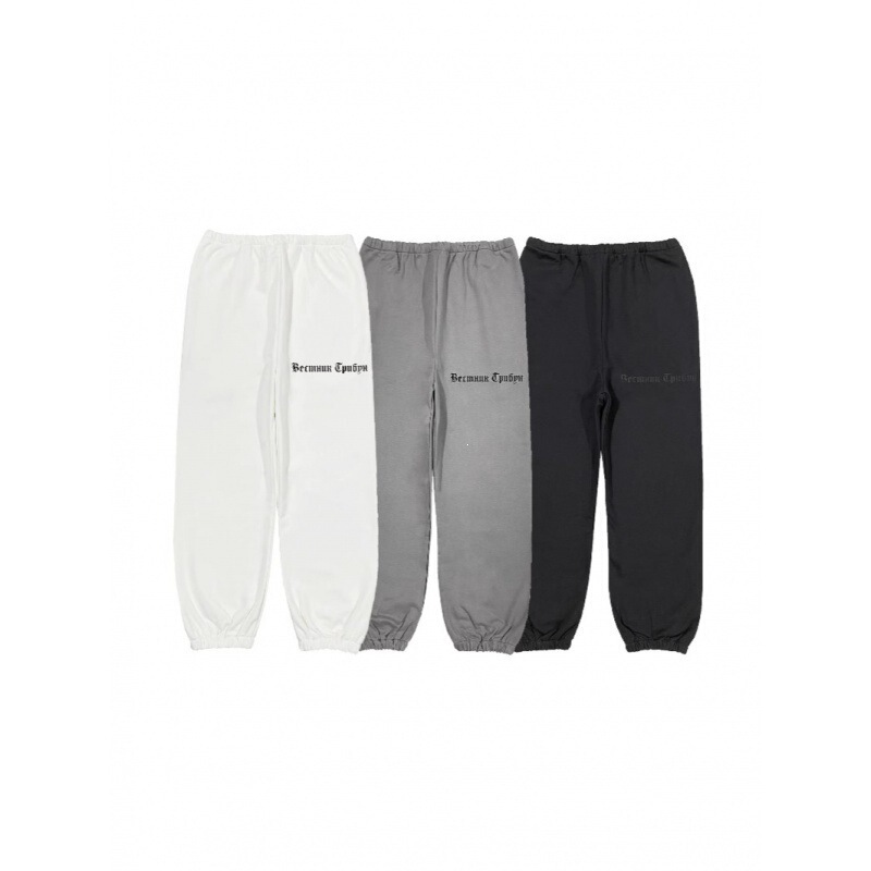 Yeezy Kanye High Street Yzy Collaboration Gosha Russian Slogan Black Dog Heather Gray Thin Fleece Sweatpants Yeezy Kanye High Street Yzy Collaboration Gosha Russian Slogan Black Dog Heather Gray Thin Fleece Sweatpants