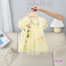 夏季新款女童连衣裙      甜美中式小碎花裙儿童旗袍宝宝生日礼服