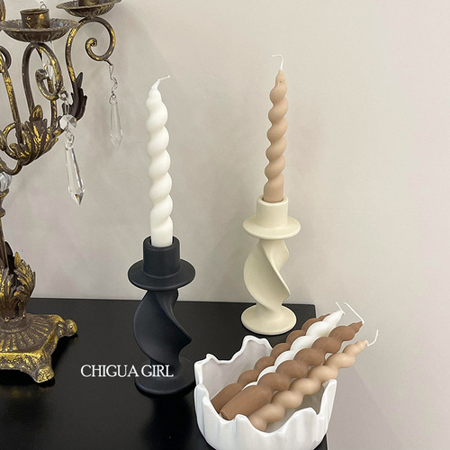 P616 wholesale ins style French twisted spiral candle twist thread aromatherapy candle atmosphere desktop decoration
