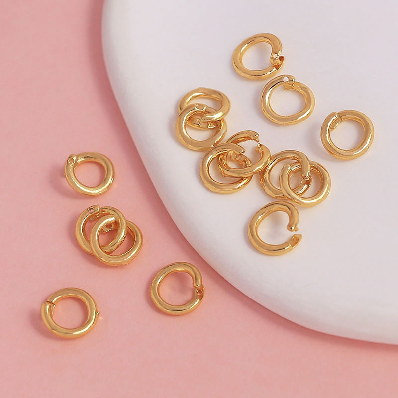 18K Gold-Plated Color-Preserving Wolf Tooth Semi-Closed Open Ring Closed Ring Connecting Ring DIY Jewelry Pendant Accessory Material