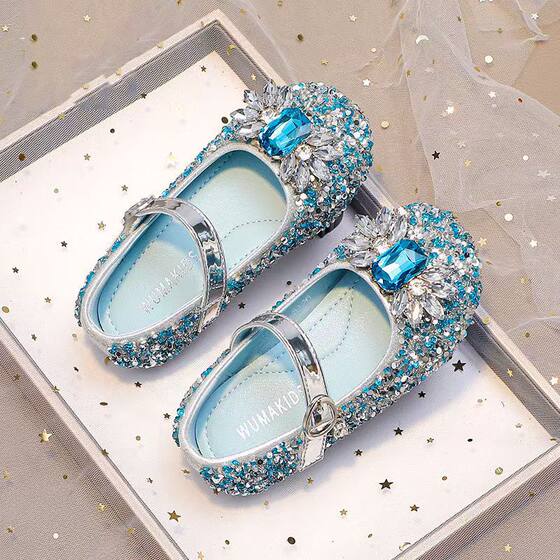 Girls Princess Shoes 2025 New Spring and Autumn Aisha Crystal Shoes Soft Sole Shoes Baby Shoes Children's Leather Shoes