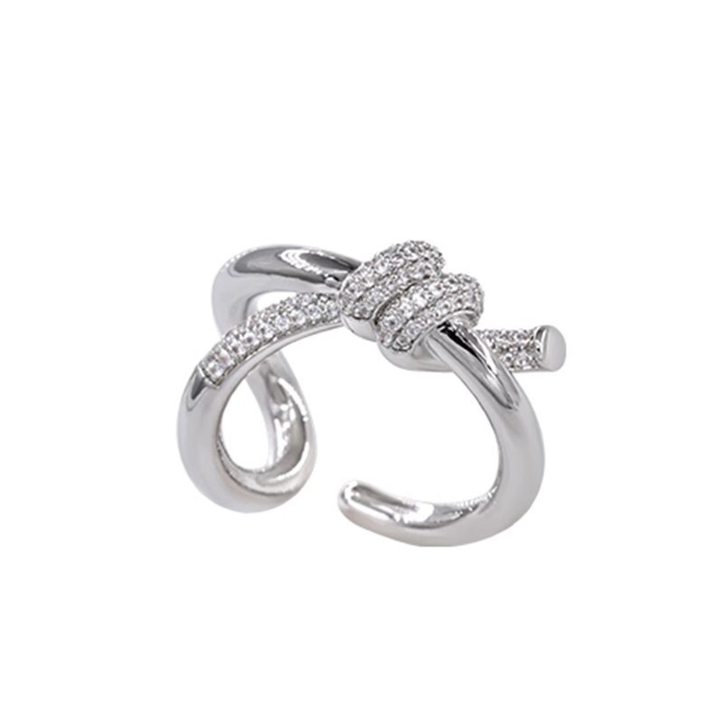 French Retro Diamond Studded Ring For Women Light Luxury Open Ring_voghion.com