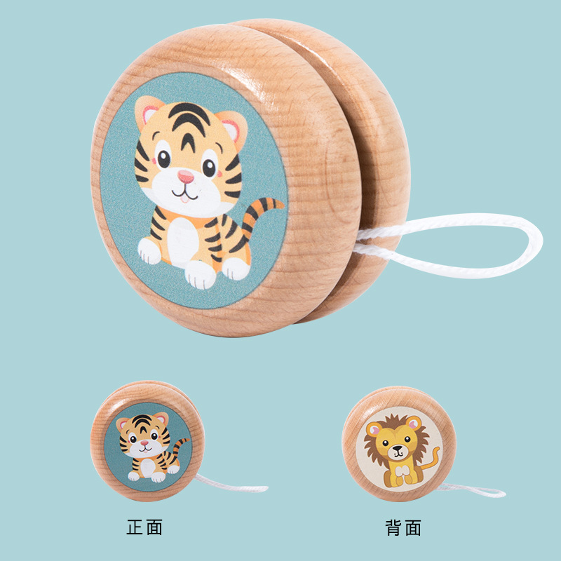 Yo-yo de madera lindo juguete de dibujos animados para niños estudiantes de primaria tradicional nostálgica clásica swing yo-yo bolas pequeños regalos