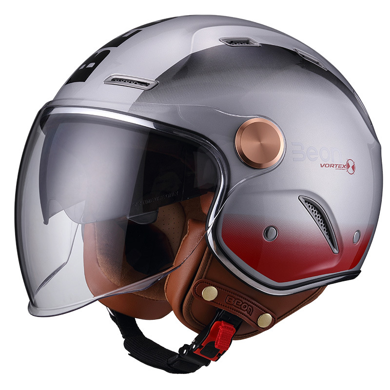 Beon estándar nacional 3C certificado doble lente retro casco motocicleta coche eléctrico 3/4 medio casco caliente cuatro estaciones