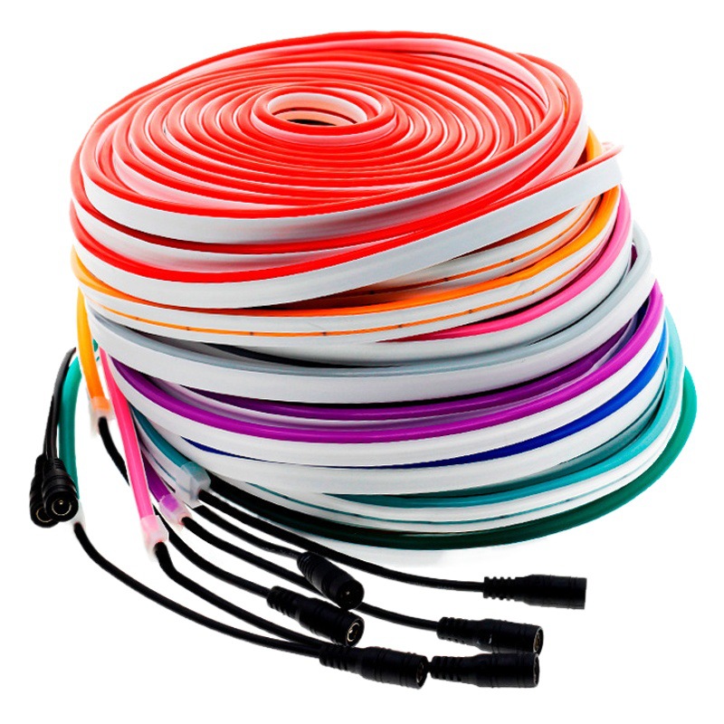 Tira de Luz de Neón Flexible de 12 mm, 12 V/24 V, Material de Silicona, Pegamento de PU, IP67, Iluminación Publicitaria, Letras Luminosas