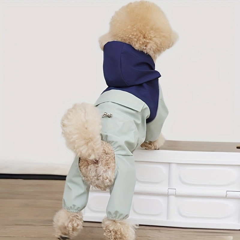 ペット犬レインコート防水四本足作業服コントラストカラーステッチジャケット防風ハンサム犬服|undefined