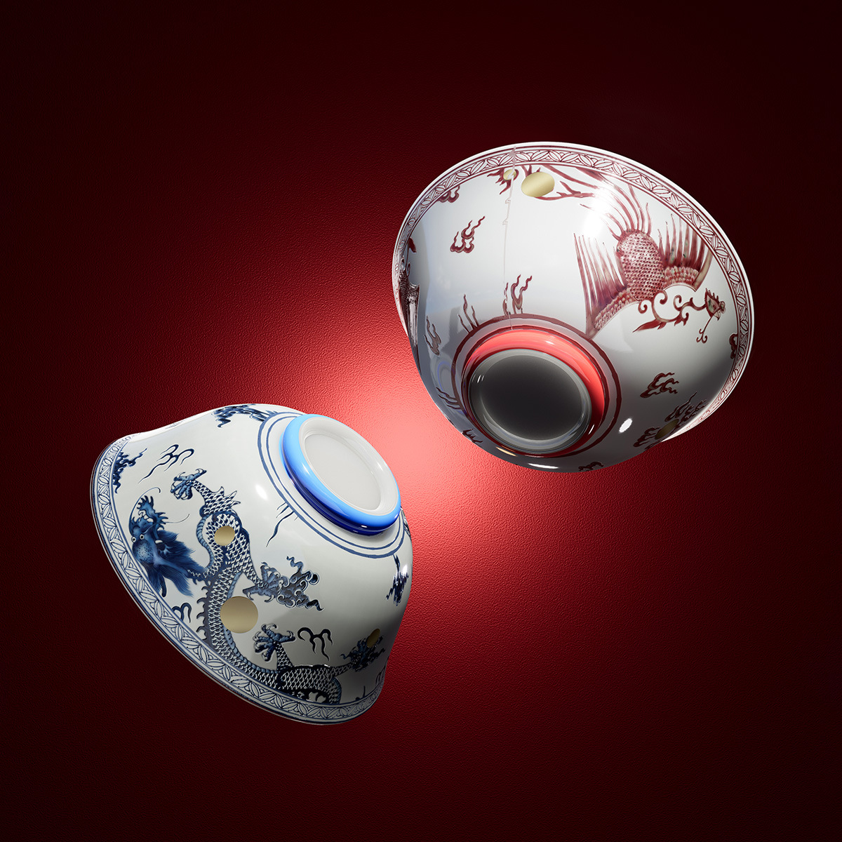 景德镇源头工厂陶瓷龙凤面汤碗文创年会礼物大号寿碗企业礼品送人