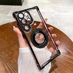 適用三星S24ultra手機殼四角氣囊防摔S23+電鍍磁吸太空殼s22透明