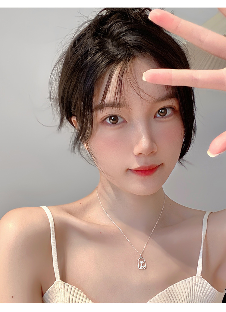 Geometric Rose Necklace Simple Retro Hollow Collarbone Chain_voghion.com