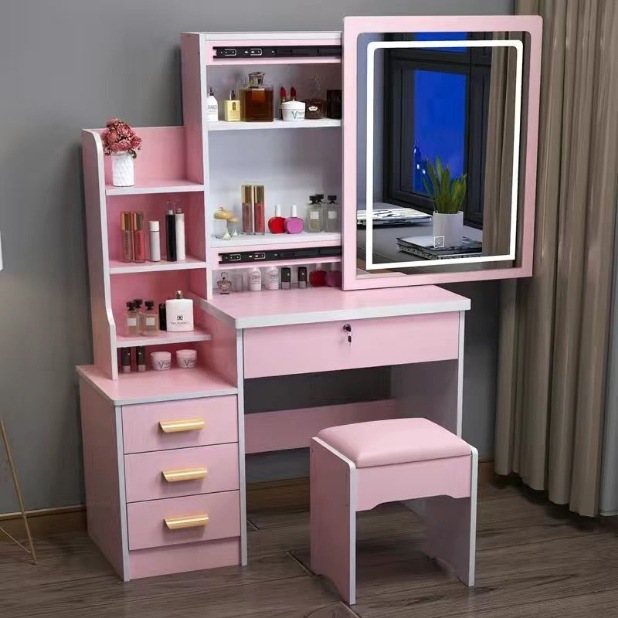 Mesa de maquillaje transfronteriza armario en un espejo push-pull venta caliente dormitorio simple moderno con armario de almacenamiento red comedor