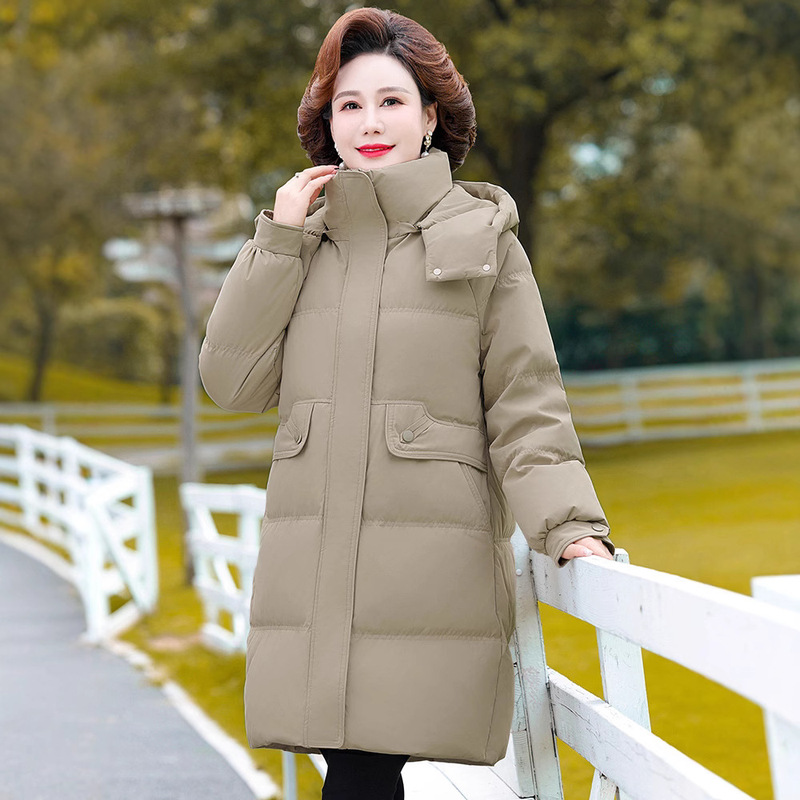 genuine goods Withdrawal Cabinet Mother Down Jacket Women's Middle-aged Long 2024 New Thickened Middle-aged and Elderly GB 90 White Duck Down Jacket