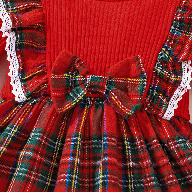 Mode Plaid Froufrous 100% Coton Filles Robes display picture 4