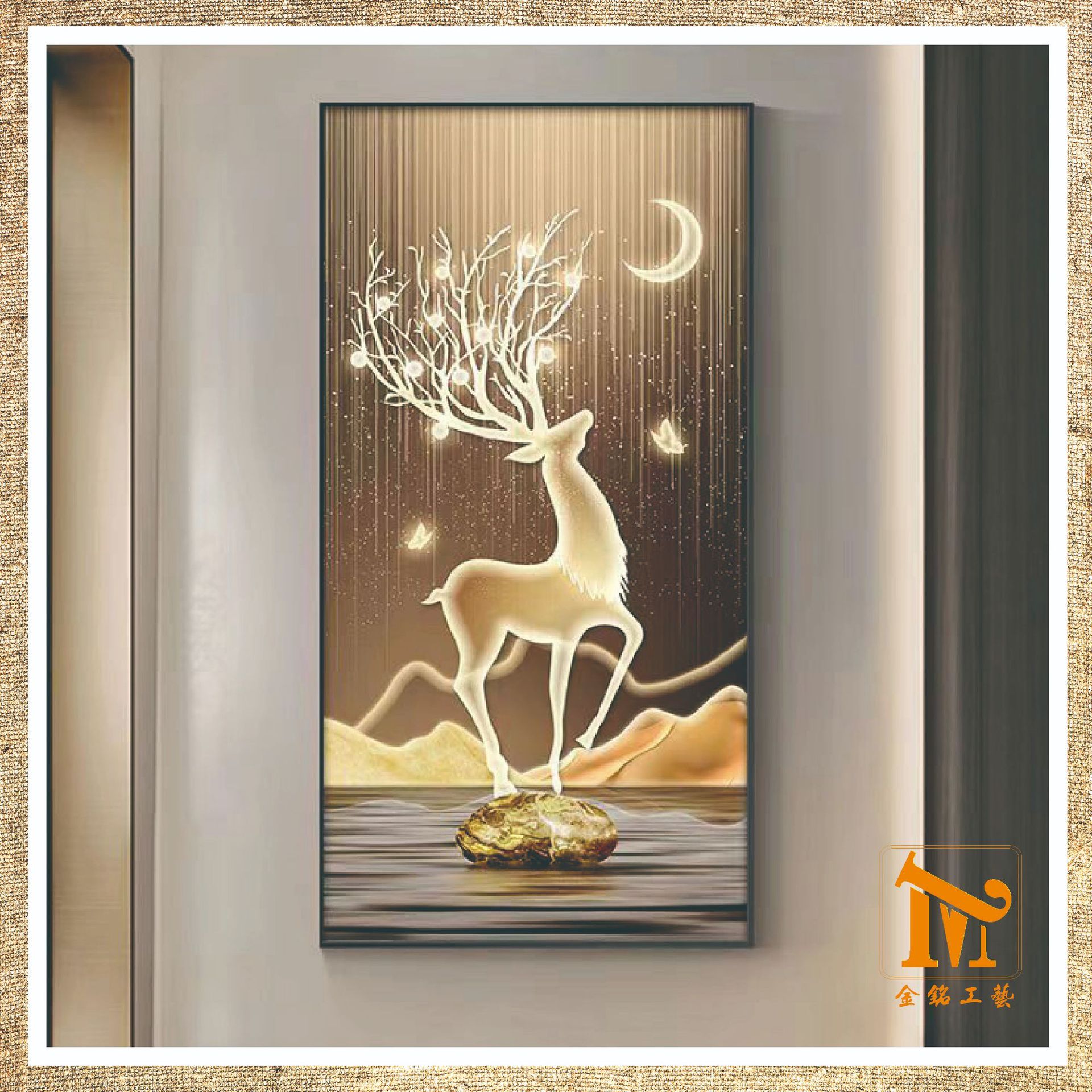 Lujo ligero en la puerta colgante pintura de atrajo Cai Lu pasillo pintura decorativa pasillo escalera mural decoración pintura de luz de diamante cristal