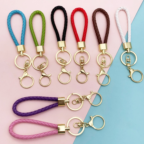 bv rope gold braided leather rope keychain alloy round dragon buckle resin pendant accessories pu car key ring