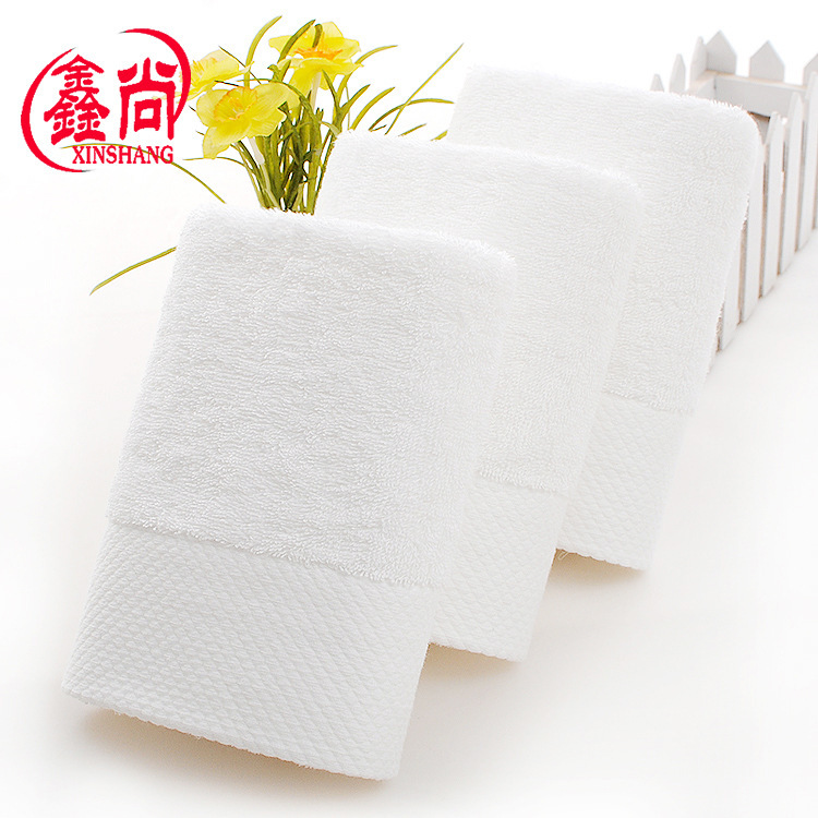 Wholesale Full Cotton Star-Rated Hotel Towels, Plated Gold Damask Embroidered Water- Absorbent White Bath Towels, Beauty and Steam Bath Towels with Custom Logo