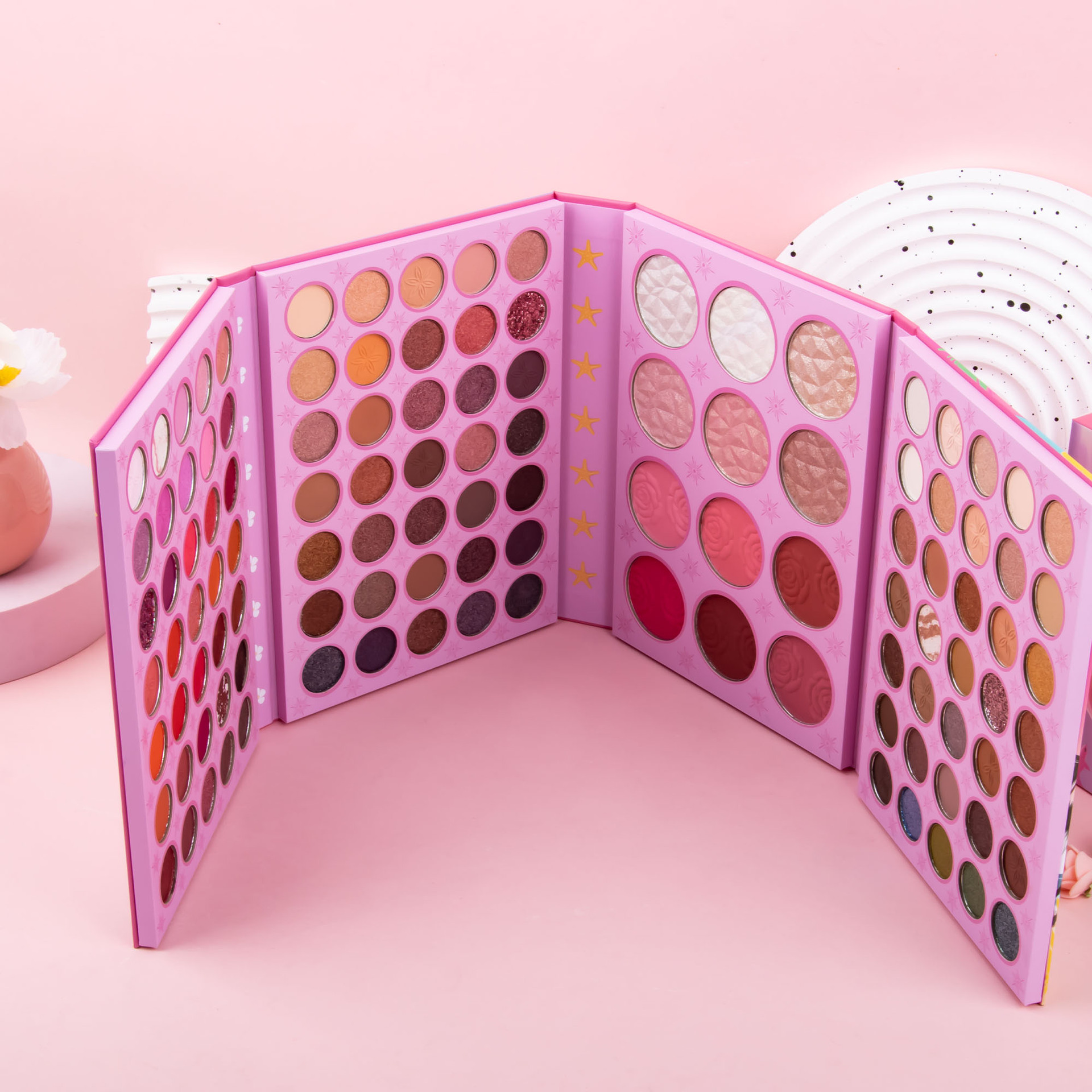 Cross-border 117-color folding eyeshadow palette, four-layer matte, pearlescent blush contour, high-gloss one-piece makeup palette undefined