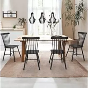 温莎餐椅四件套，纺锤背木椅，适用于厨房、餐厅、咖啡厅、酒店