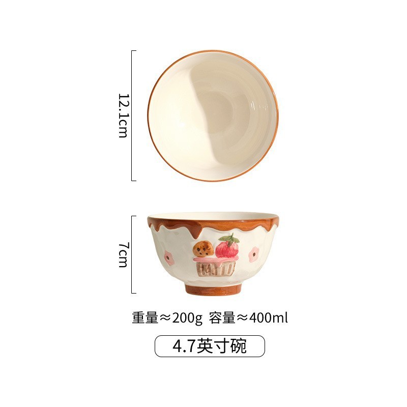 海派甜心手绘浮雕釉下彩陶瓷草莓卡通碗碟盘沙拉意面甜品少女心|undefined