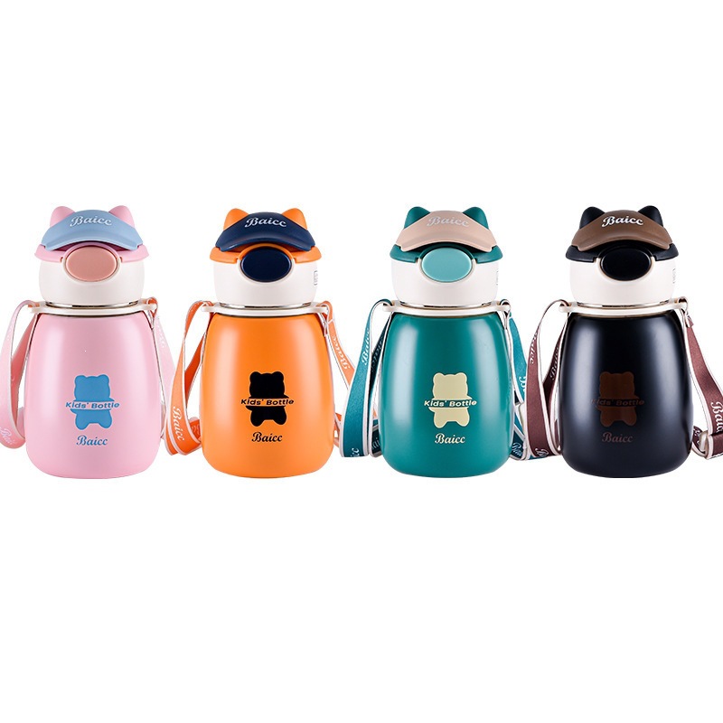 Sombreros sombreros oso alto valor facial insins taza de aislamiento de viento batear el mismo estilo de estudiantes de moda bebés taza de agua de acero inoxidable paja
