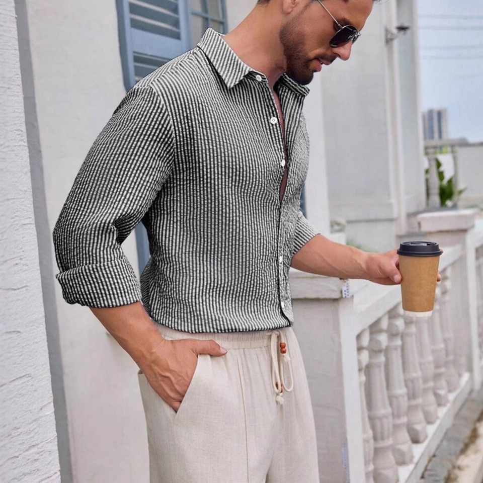 Camisas transfronterizas masculinas de otoño y invierno, camisas de algodón transpirables, camisas a cuadros de manga larga, camisas casuales para hombres, camisas de abrigo