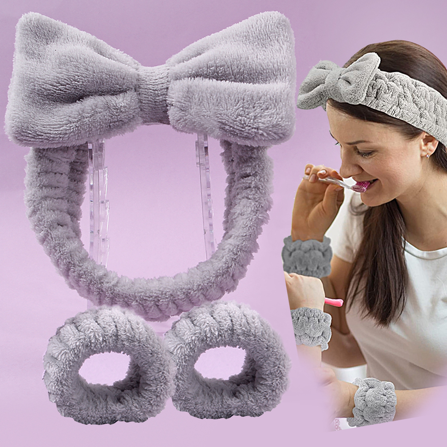 Explosiones transfronterizas desmaquillaje triángulo pulgar polvo conjunto correa de cabello combinación de huevo de maquillaje lavado de la cara esponja absorción correa de muñeca