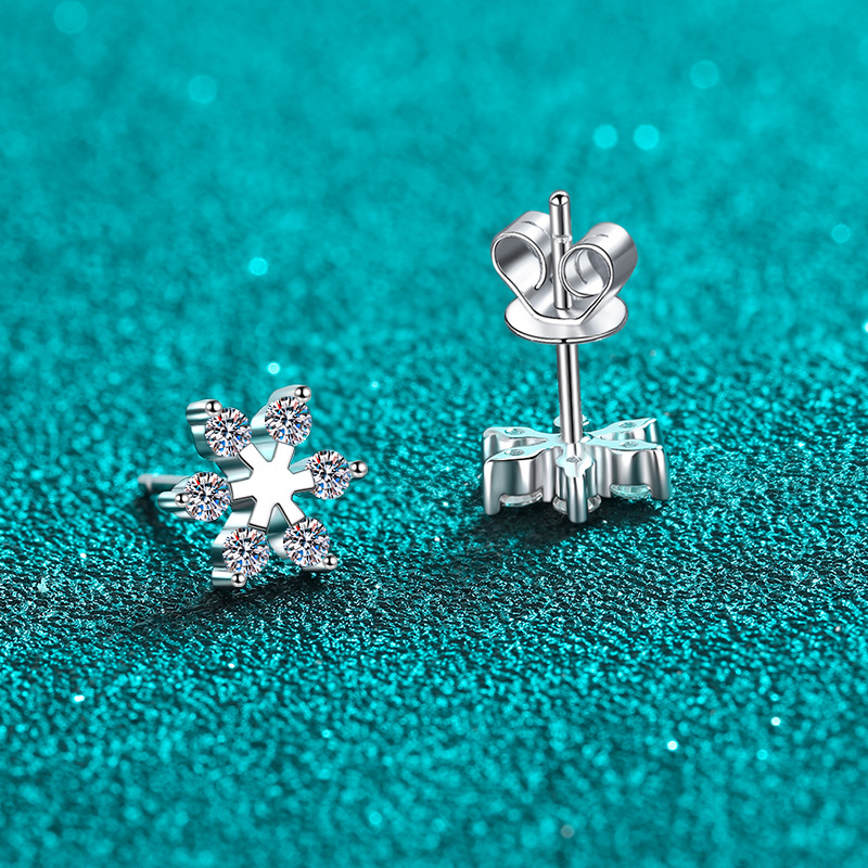 Orecchini a cerchio fiocco di neve in argento e moissanite_voghion.com