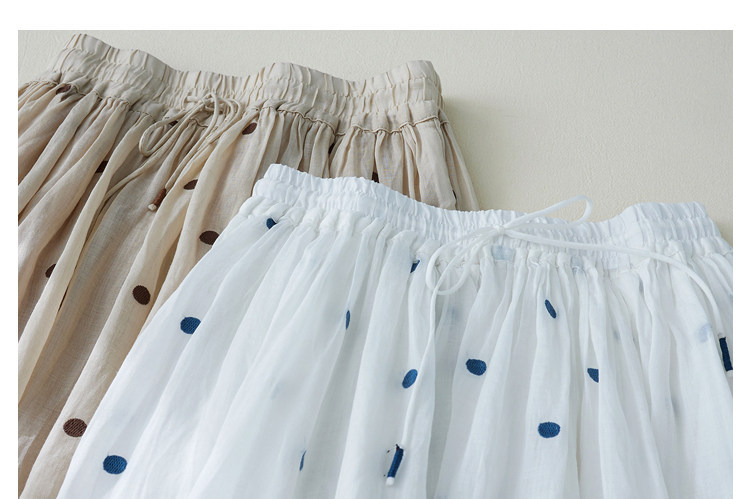 Chân váy xếp ly dáng chữ A cạp cao cotton hai lớp kiểu Nhật — Xanh lông mòng đen chi tiết 2