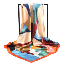 春夏季时尚花朵图案优质90色丁方丝巾 女 丝巾围巾