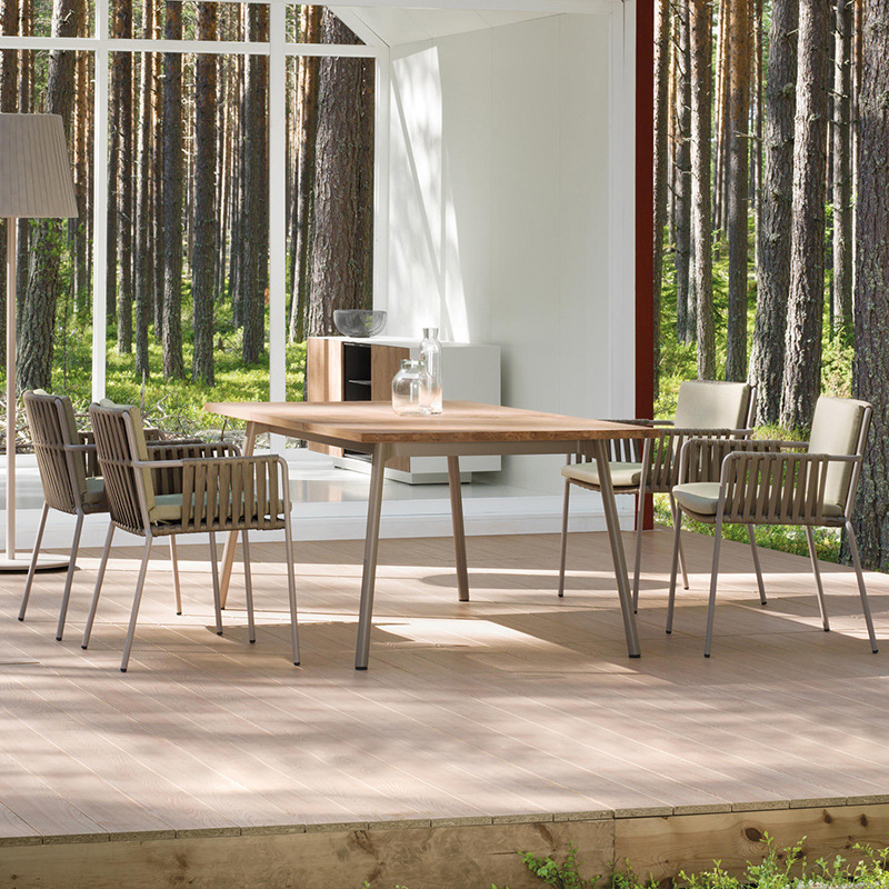 Conjunto de mesa y sillas de ratán para exteriores, para jardín, balcón, ocio, alojamiento, hotel, patio exterior, terraza y mesa redonda para exteriores.
