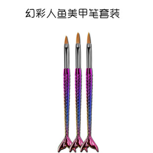 3 PCs nail art pen crystal pen painting brush nail tools gradient color mermaid colorful pen holder factory wholesale
