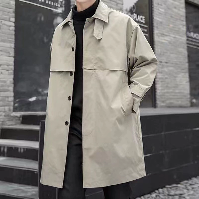 Новинка 202, весенне-осенняя мужская ветровка средней длины, весенне-осенняя верхняя одежда в корейском стиле, модная брендовая свободная повседневная высококачественная верхняя одежда