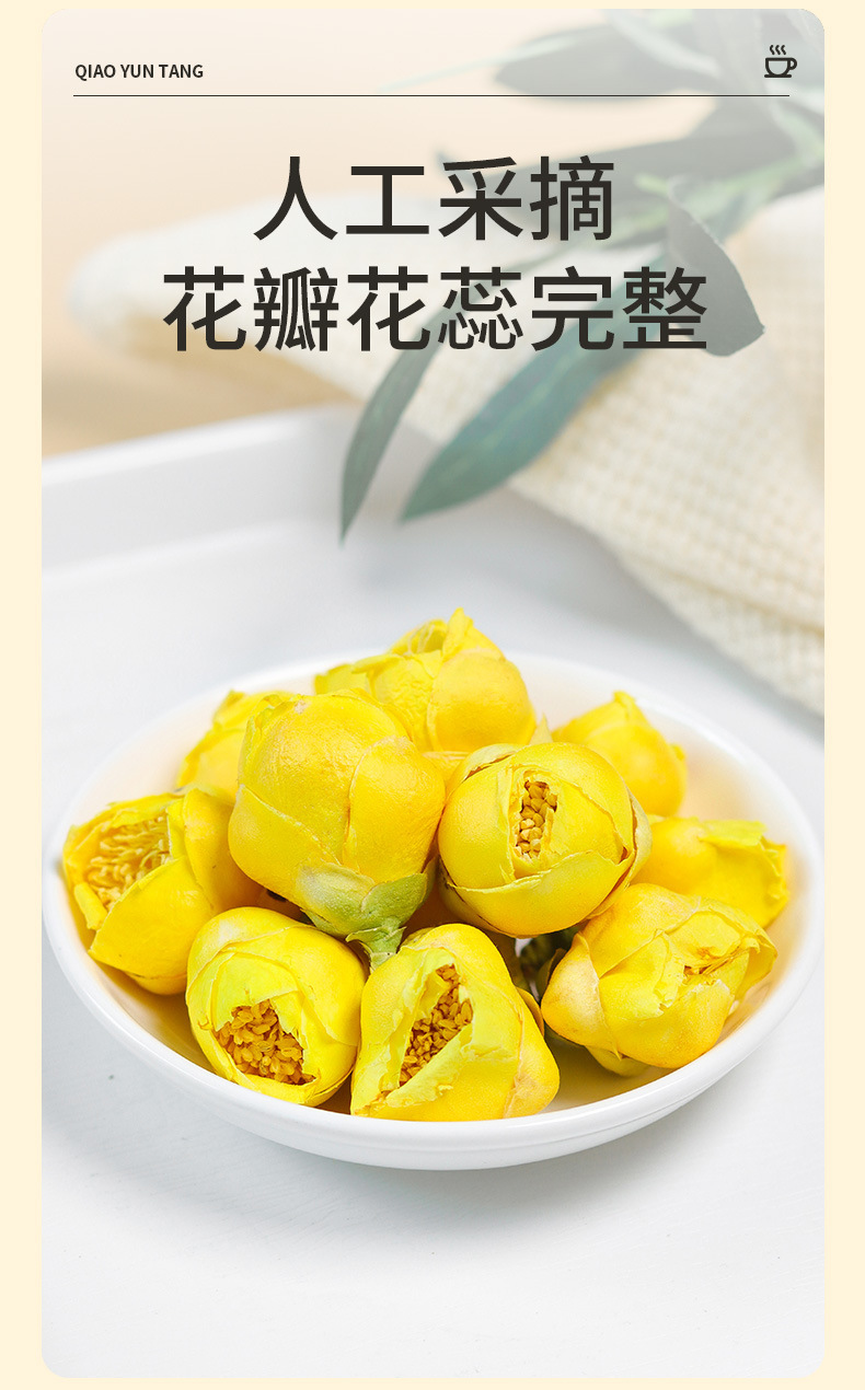 Golden Camellia Dried Flowers Jin Hua Cha 20g Canister Natural Sun Dried Guangxi Floral Tea specifications