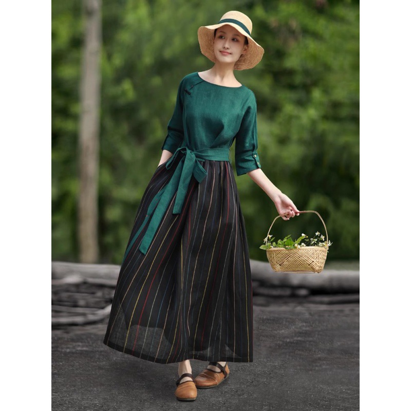 Autumn retro elegant ethnic long skirt