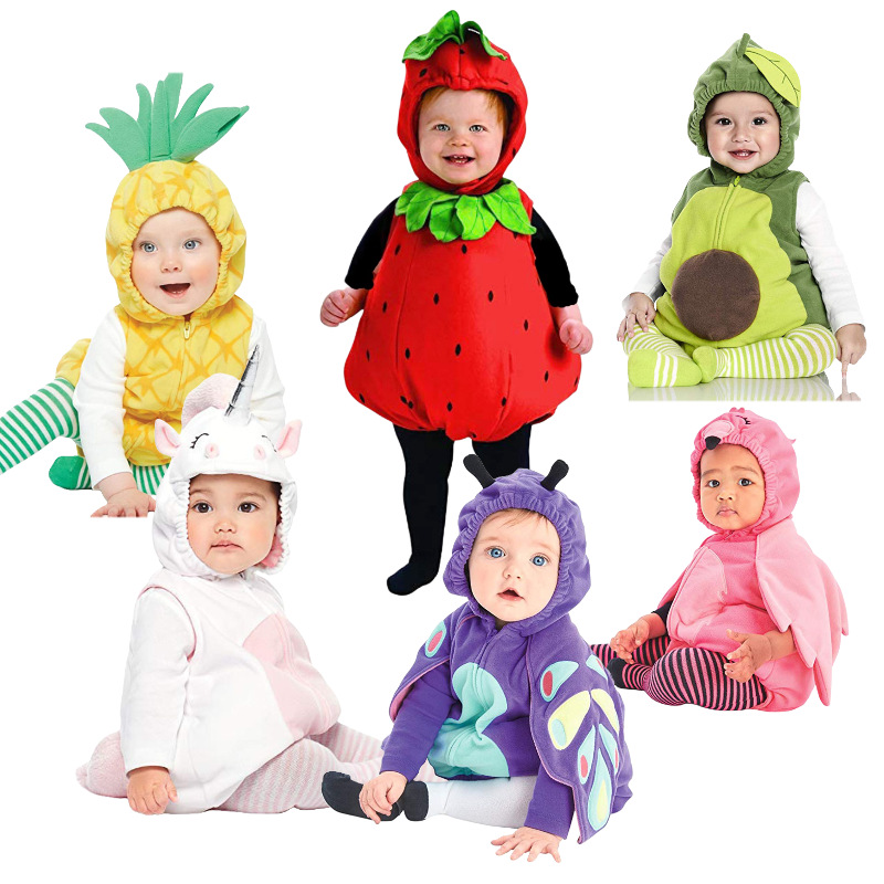 Cross-Border E-Commerce Party Baby Outfit Cosplay Pumpkin Strawberry Pineapple Baby Autumn and Winter Romper Jumpsuit