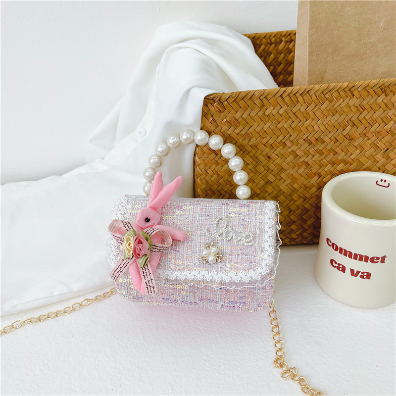 Bolso de La Perla de los niños 2023 nuevo lentejuelas pequeño bolso cuadrado moda lindo niñas bolsa decorativa bandolera