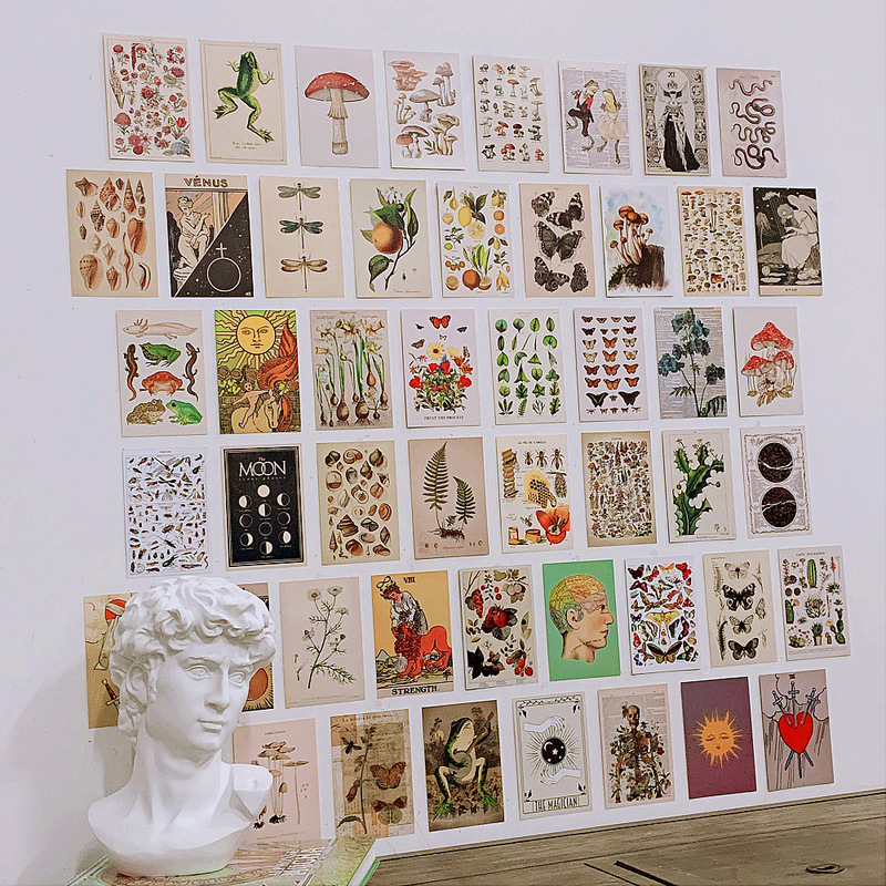 Amazon New 50 Posters Cross-border Hot Postcard Poster Decorative Painting 50 s Vintage Comic Wall Stickers