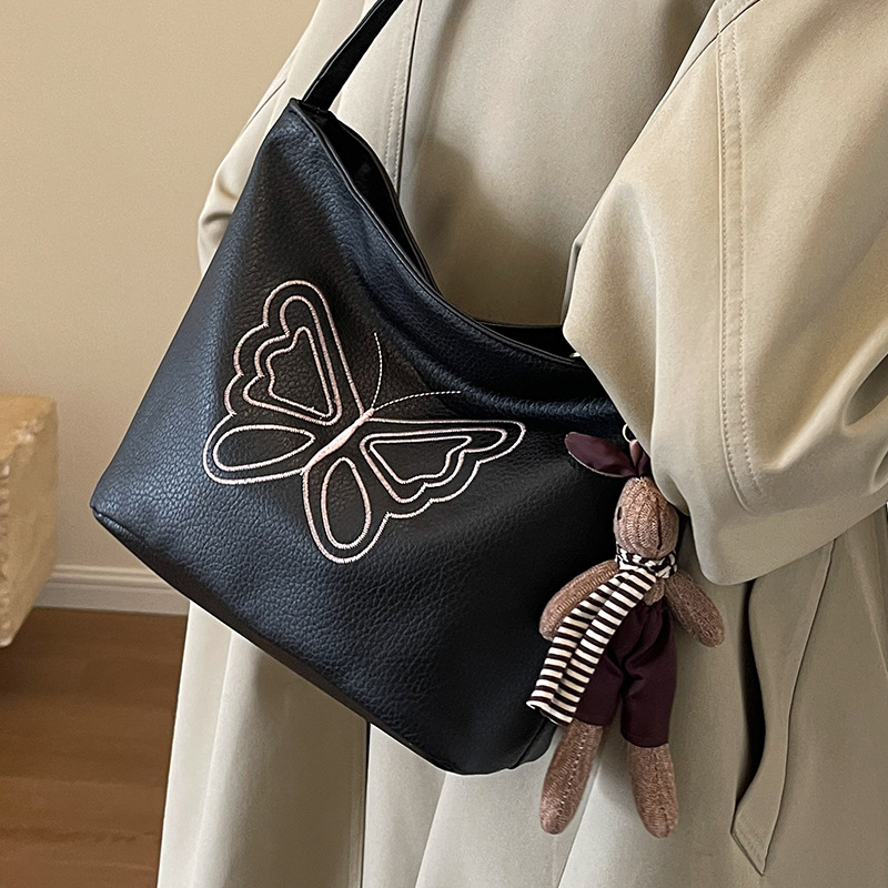 Borsa a spalla vintage ricamata farfalla grande per donna_voghion.com