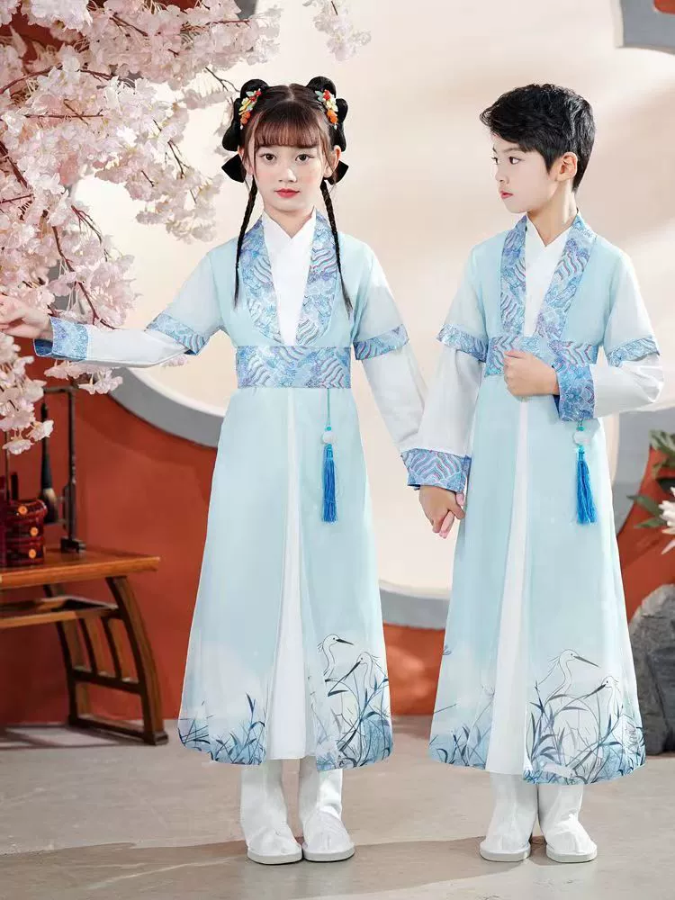 Лето для мальчиков Hanfu 2023 Новый детский старинный костюм для мальчиков Летний костюм в китайском стиле Античный летний костюм Тан для боевых искусств