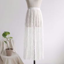 黑色旗袍内搭衬裙蕾丝半身裙长款网纱大码百搭旗袍搭配黑色打底裙