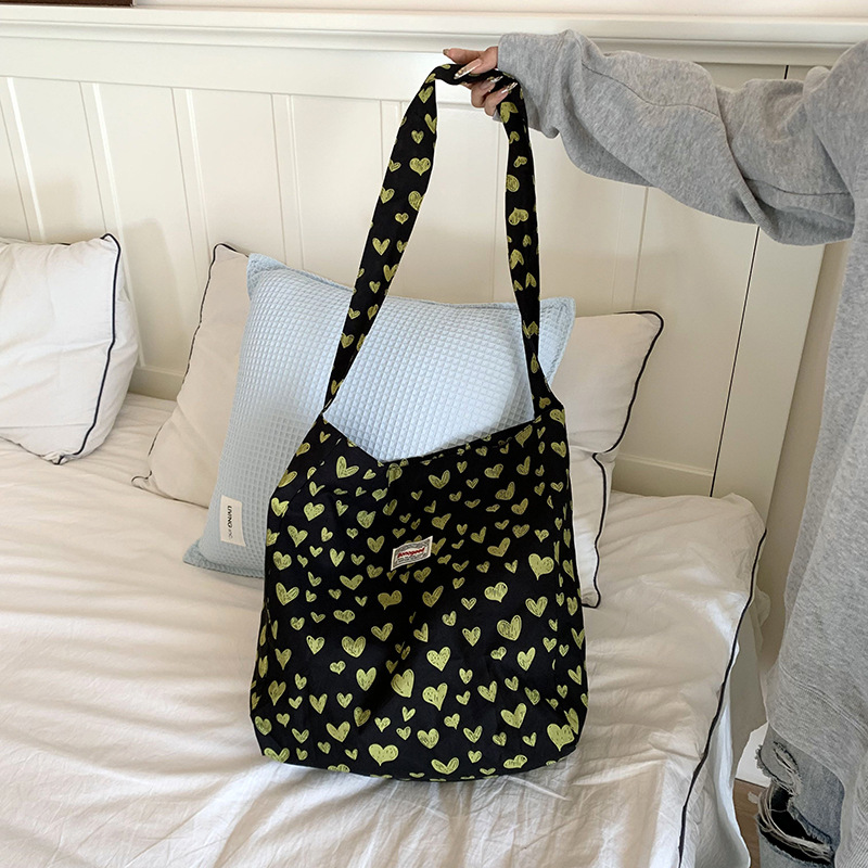 Bolso de hombro nuevo estilo japonés estilo pastoral primavera y otoño sluggishins bolsa de hombro de gran capacidad bolsa de lona amor