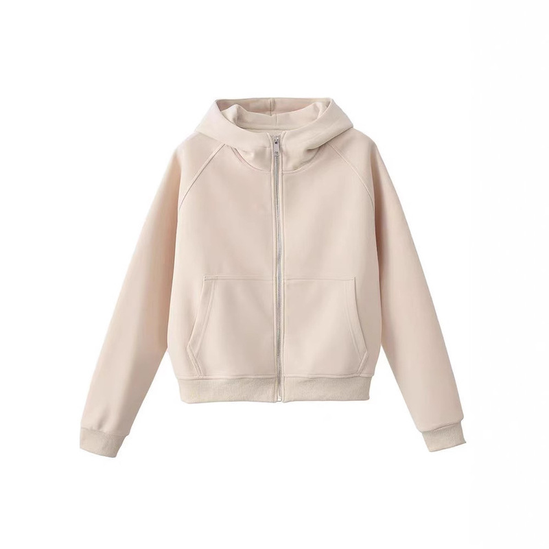 2025 Autumn New Small Raglan Sleeve Zipper Jacket Women's Solid Color Easiest for Match Hooded Sweater Cardigan Women 2025 Autumn New Small Raglan Sleeve Zipper Jacket Women's Solid Color Easiest for Match Hooded Sweater Cardigan Women