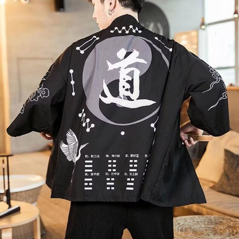 汉服男士夏季新款唐装中国风道袍古风男装男生道士服装披风上衣服