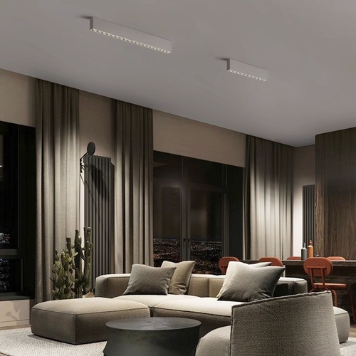 Surface-mounted spotlights, anti-glare, long strip lights, multi-head lights, home living room, no main light, ceiling-mounted lighting, no slots