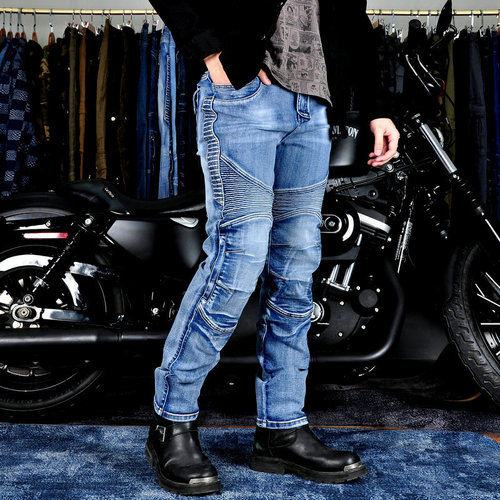Men's motorcycle jeans, retro casual anti-fall pants, washed stretch riding pants, Kevlar motorcycle tear-resistant pants